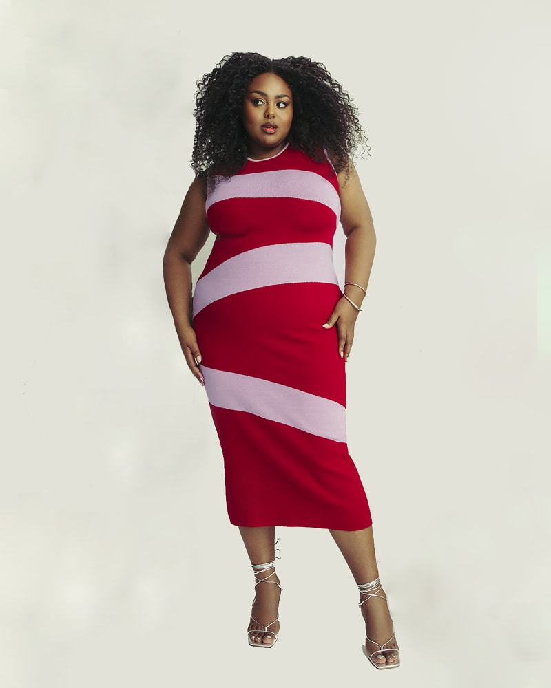 Swirl Knit Midi Dress Red